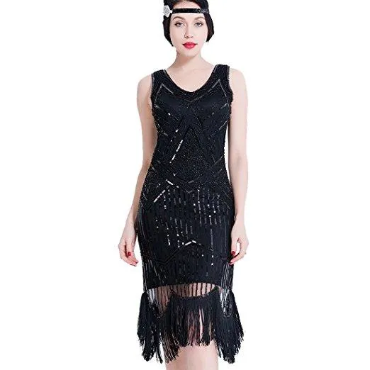 Black Gatsby Dress Flapper-style Party 1920s |JaosWish