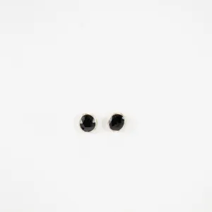 Black Tourmaline & Fine Silver Stud Earrings