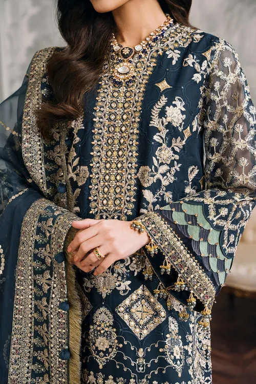 Blue Pakistani Party Dress in Kameez Trouser Style