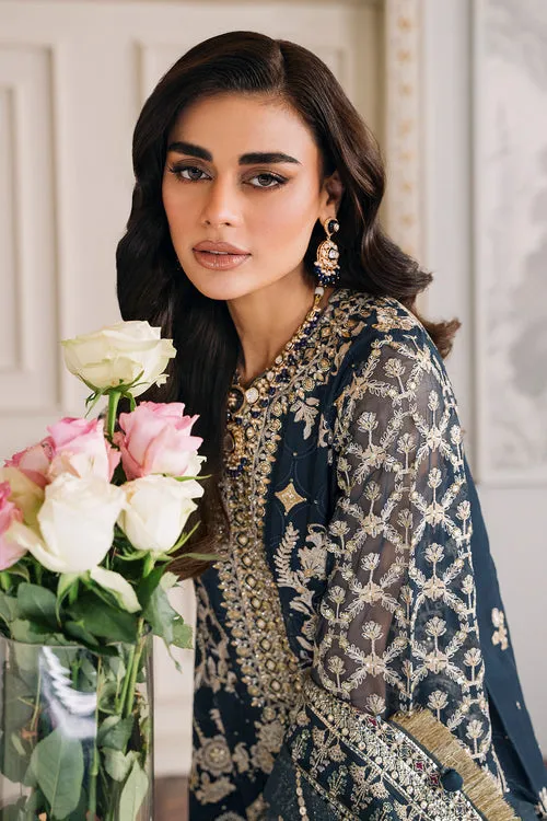 Blue Pakistani Party Dress in Kameez Trouser Style