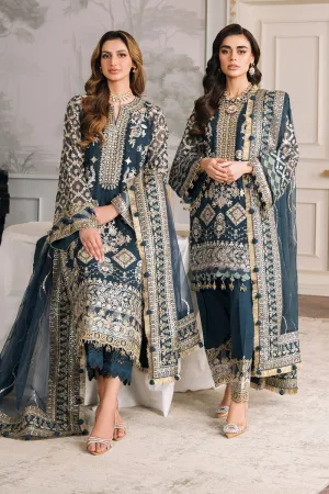 Blue Pakistani Party Dress in Kameez Trouser Style