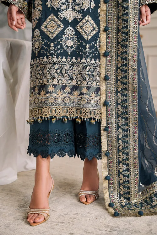Blue Pakistani Party Dress in Kameez Trouser Style