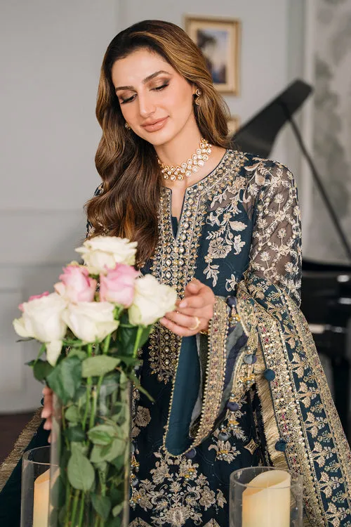 Blue Pakistani Party Dress in Kameez Trouser Style