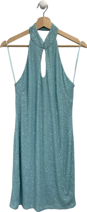 Blue Sequin Halter Neck Dress UK 14