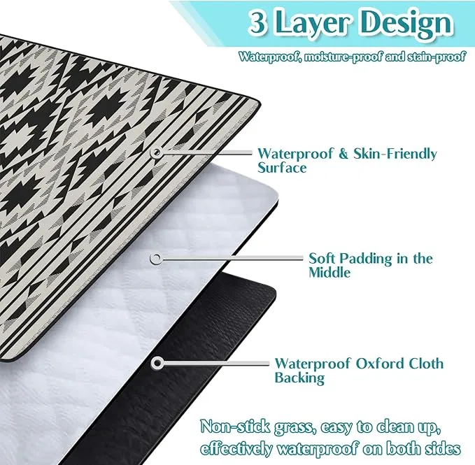 Boho Picnic Blanket Waterproof Foldable Extra Large Picnic Mat Beach Blanket 60"x80" for Camping Beach Hiking Patio Party Outdoor Decor Gifts