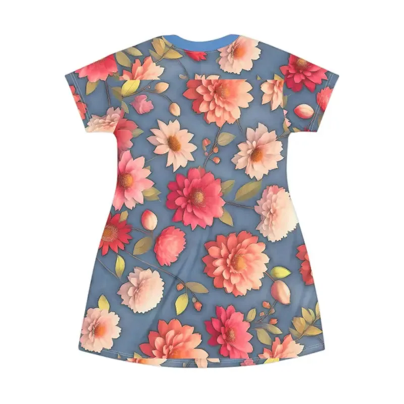 Bright Colorful Flowers Shirt Dress