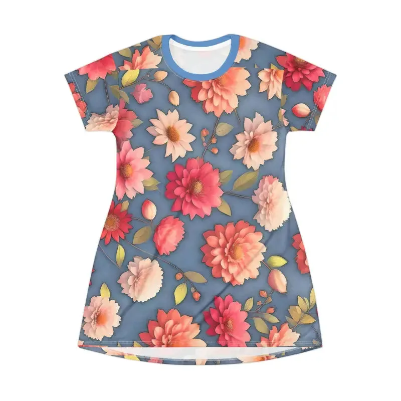 Bright Colorful Flowers Shirt Dress