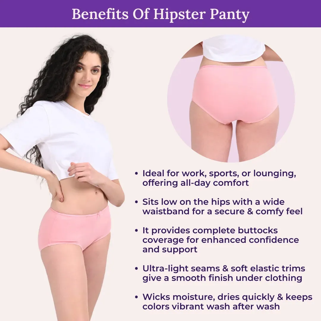 BrZee Hipsters | Lightweight Cotton-Elastane Fabric  | Super Stretchy For Comfort | No Visible Panty Lines | Pack Of 6