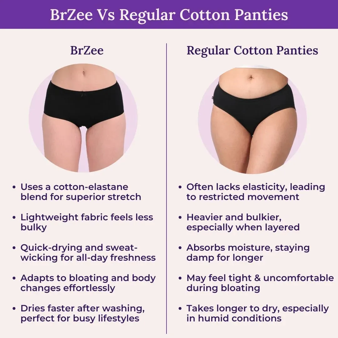 BrZee Hipsters | Lightweight Cotton-Elastane Fabric  | Super Stretchy For Comfort | No Visible Panty Lines | Pack Of 6