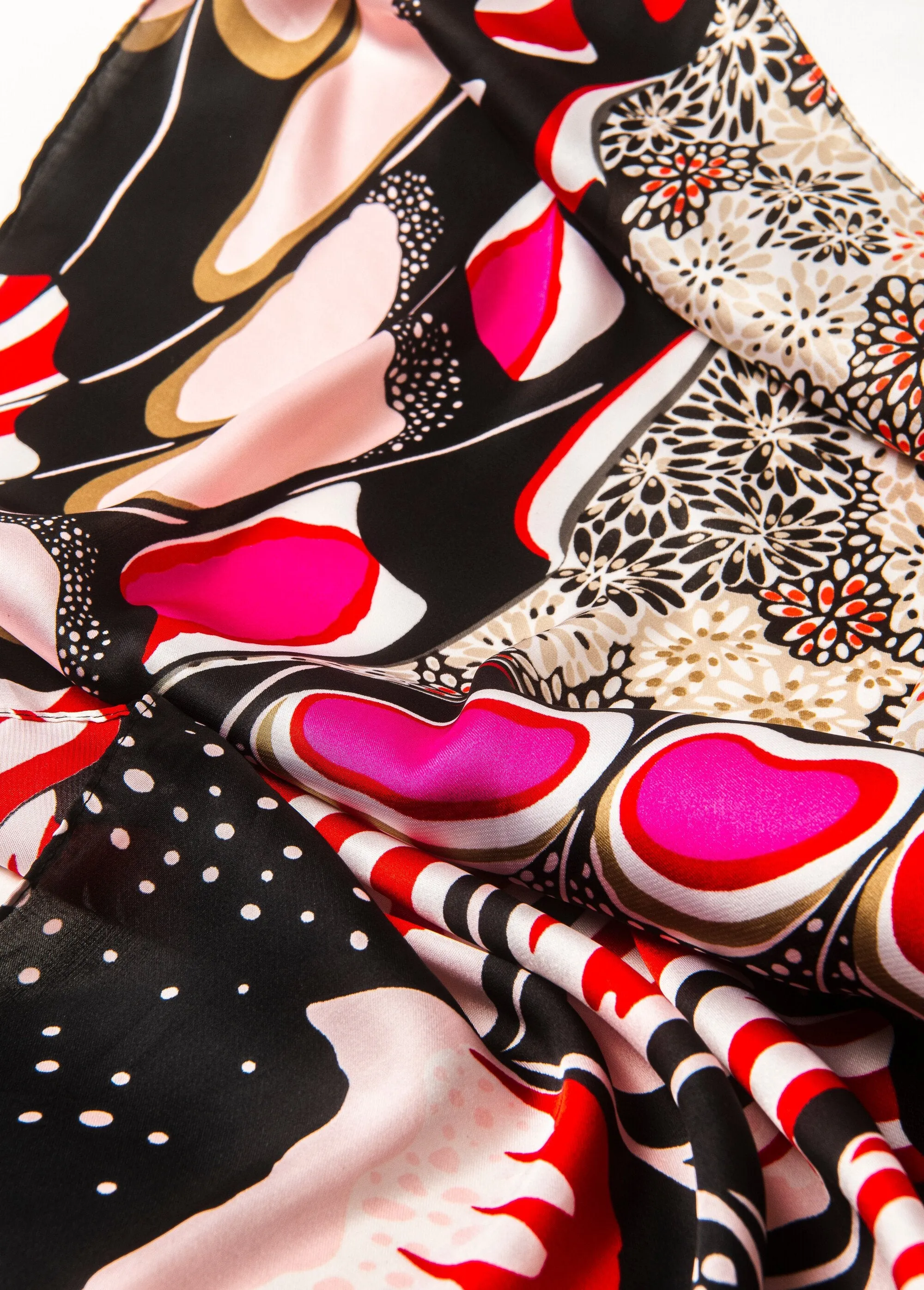 Butterfly print satin look scarf