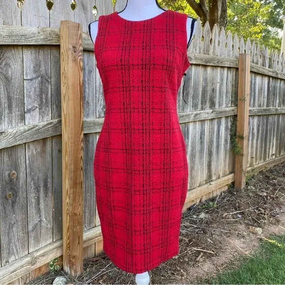 Calvin Klein Plaid Sheath Dress Size 8P New