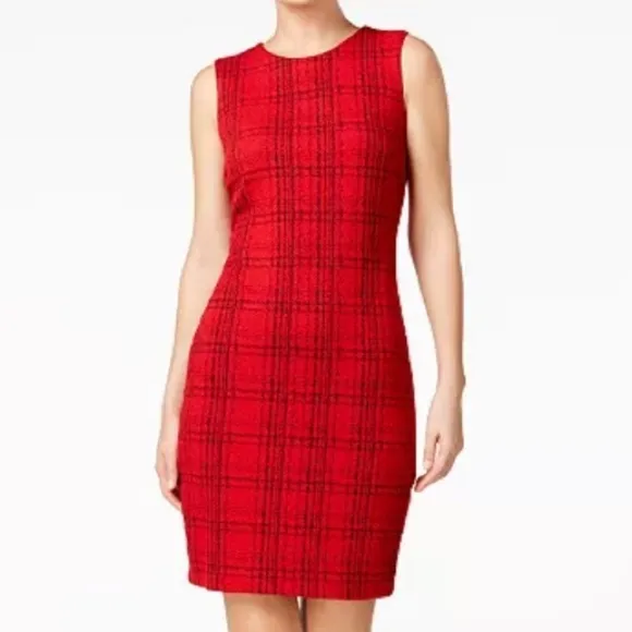 Calvin Klein Plaid Sheath Dress Size 8P New