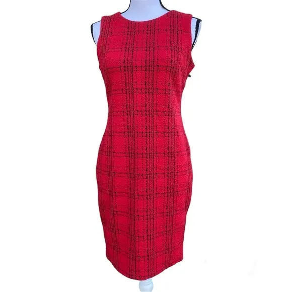 Calvin Klein Plaid Sheath Dress Size 8P New