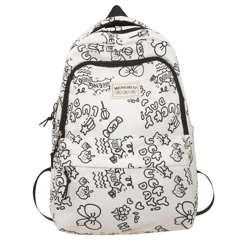 Cartoon Print Women's Backpack for Laptops, Travel and School