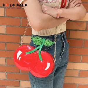 Cherry Shape Crossbody Shoulder Bag, PU Leather