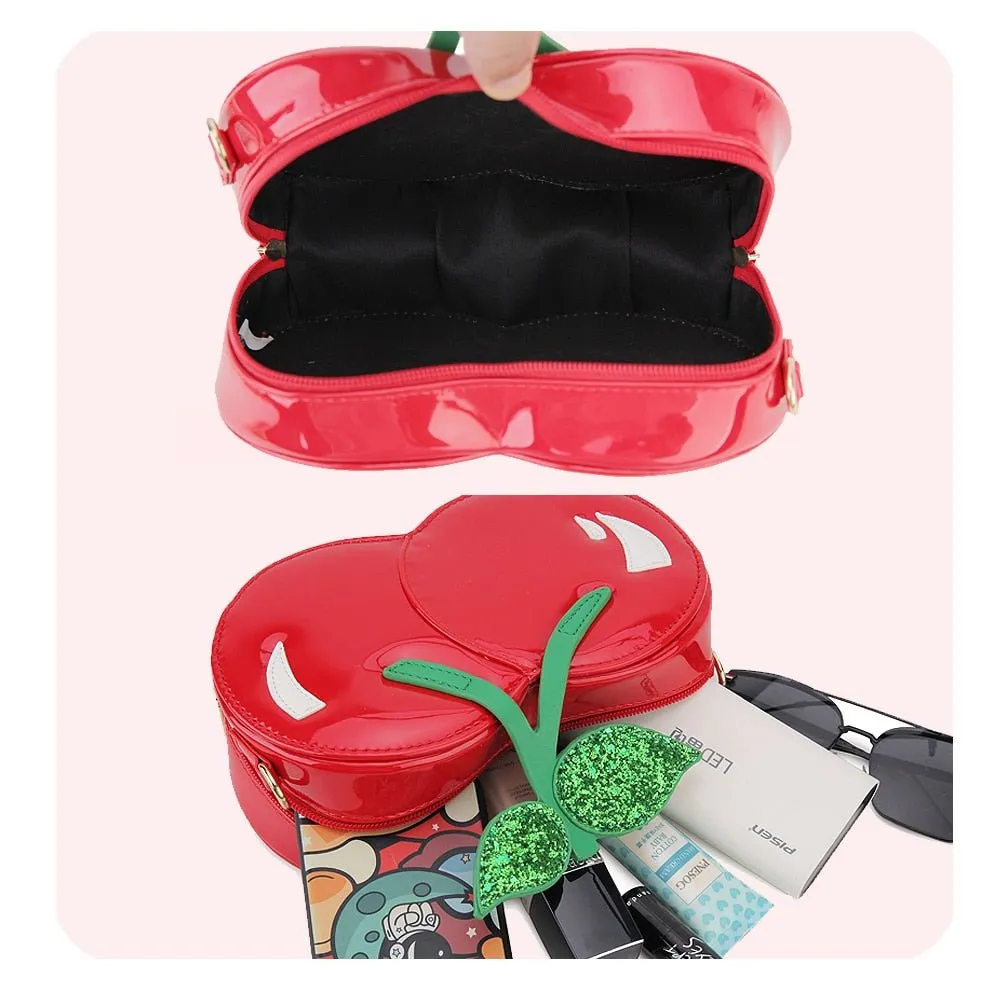 Cherry Shape Crossbody Shoulder Bag, PU Leather