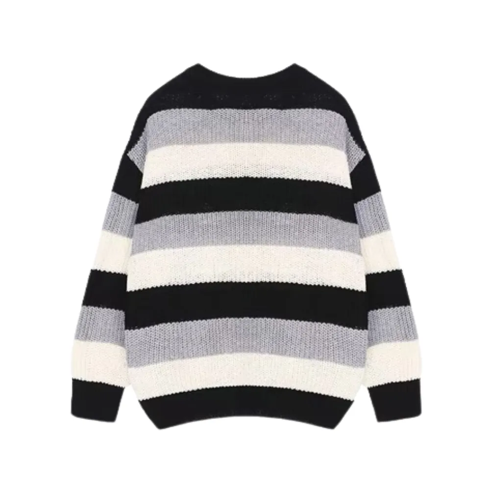 “Color-blocking stripes” Sweater