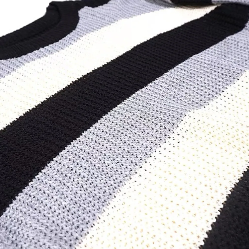 “Color-blocking stripes” Sweater