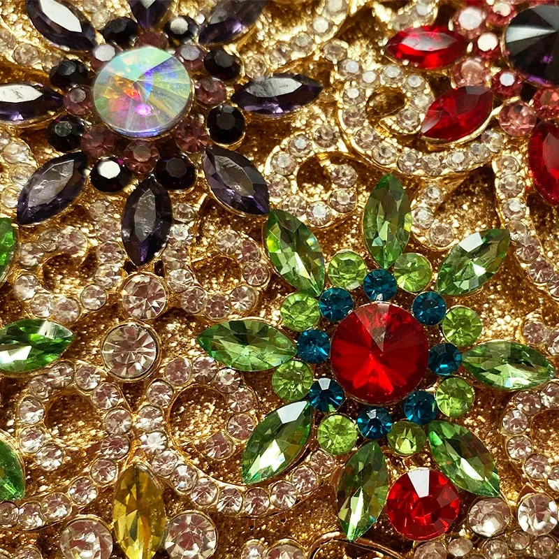 Colorful Crystal Patterned Evening Clutch