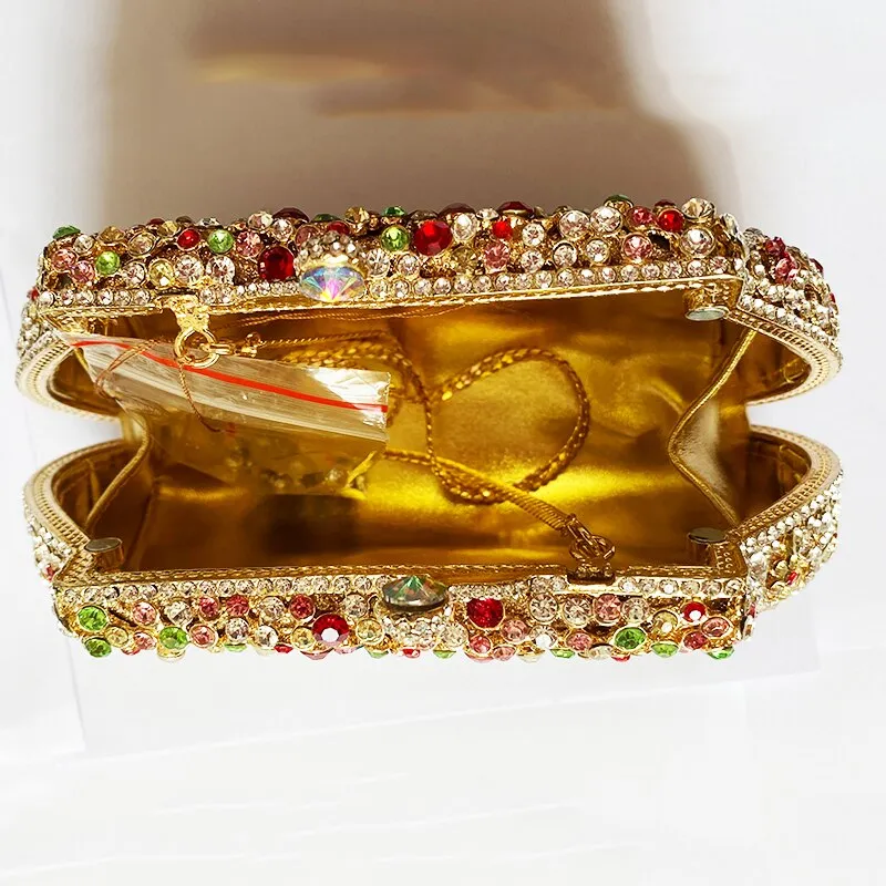 Colorful Crystal Patterned Evening Clutch