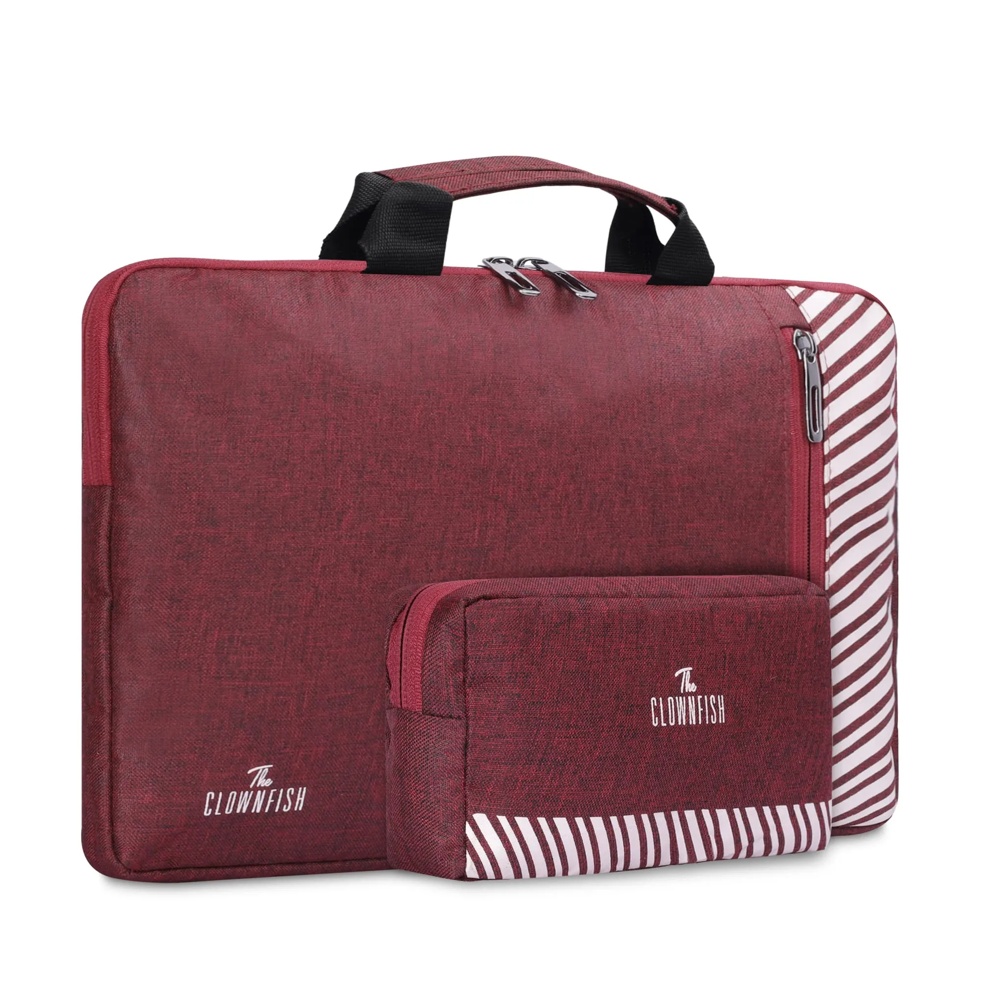 Combo: Laptop Sleeve with Carry Handle & Travel Pouch | 15.6 inch | Maroon