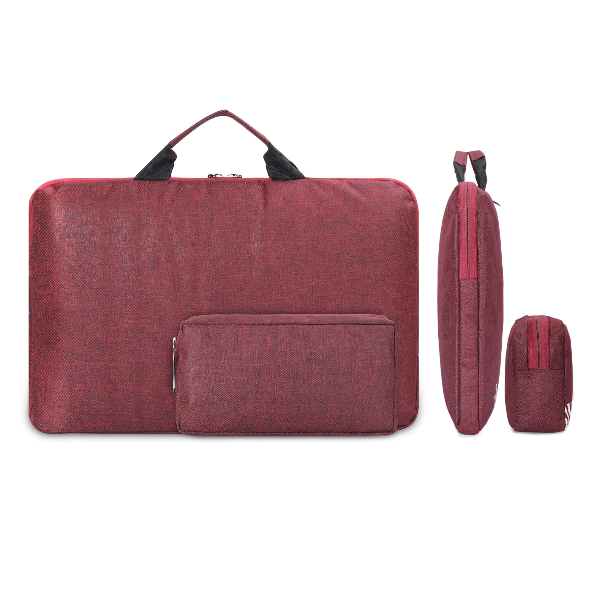 Combo: Laptop Sleeve with Carry Handle & Travel Pouch | 15.6 inch | Maroon