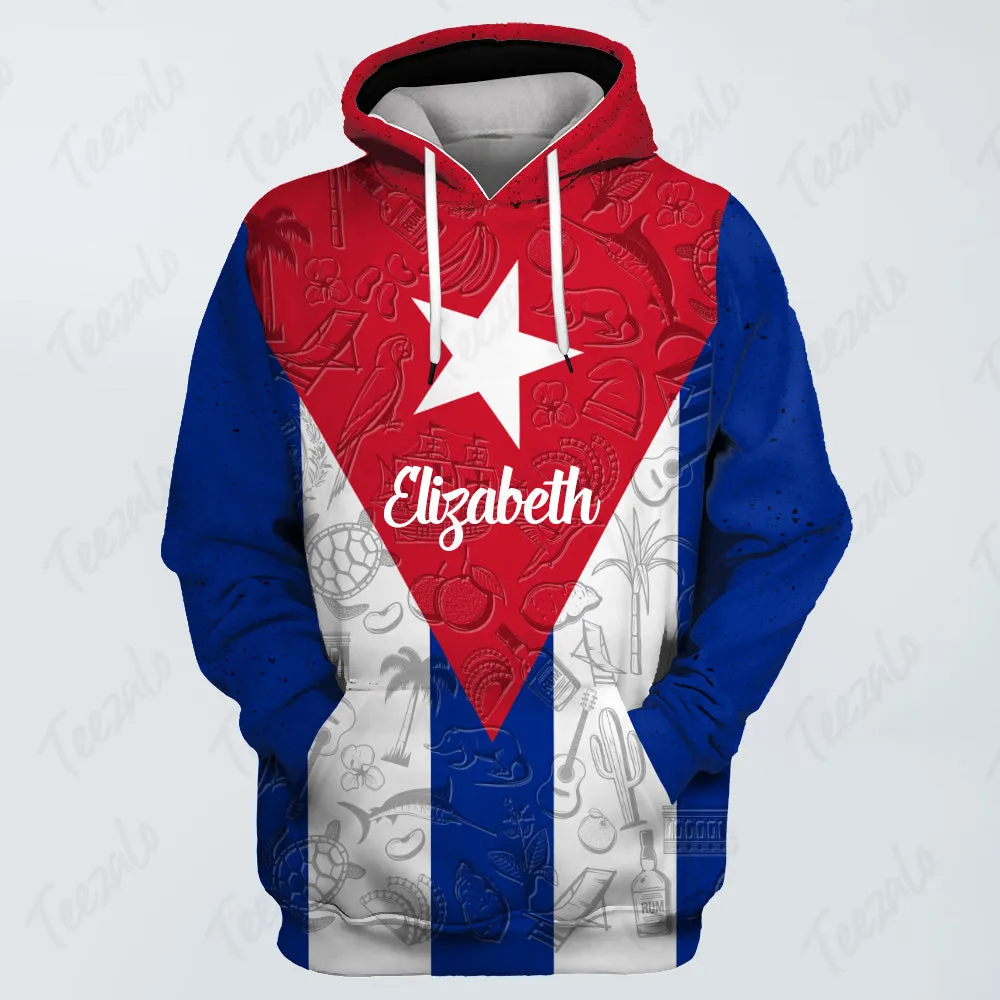 Cuba Flag And Symbol Personalized Hoodie With Your Name