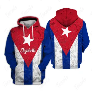 Cuba Flag And Symbol Personalized Hoodie With Your Name