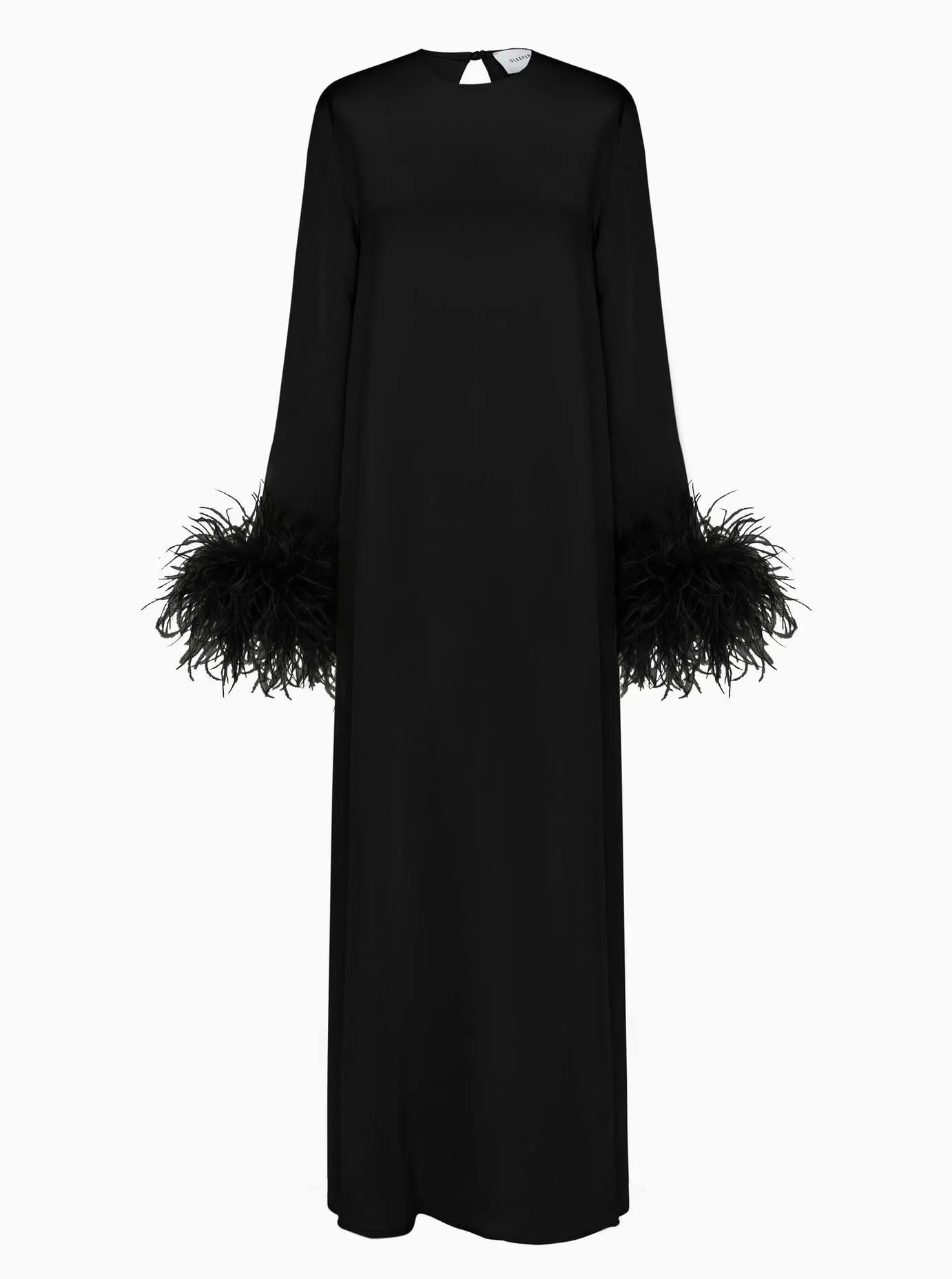 Daily Sleeper Black Suzi Maxi Dress with Detachable Feathers
