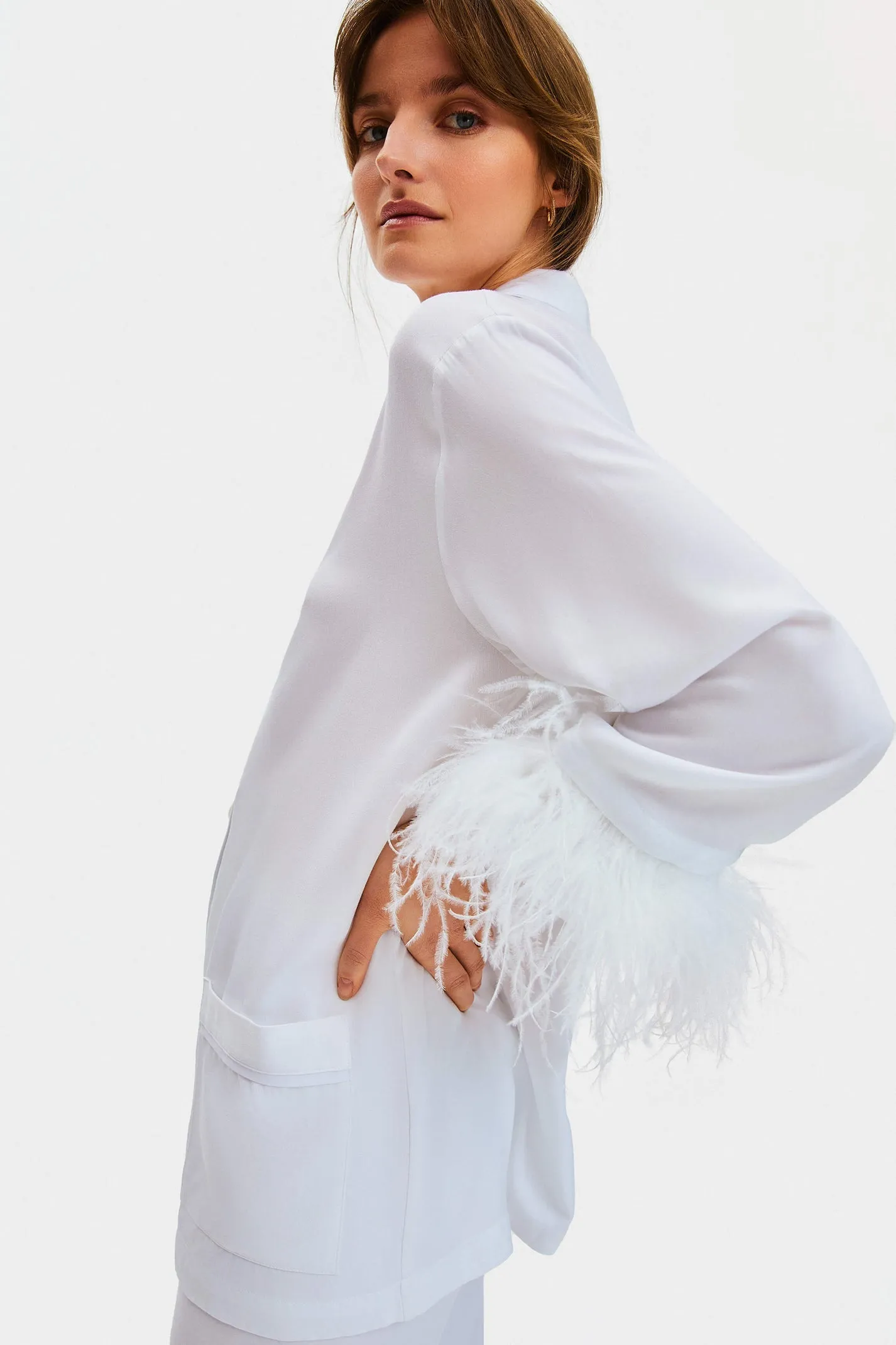 Daily Sleeper Party White Pajamas Set with Detachable Feathers