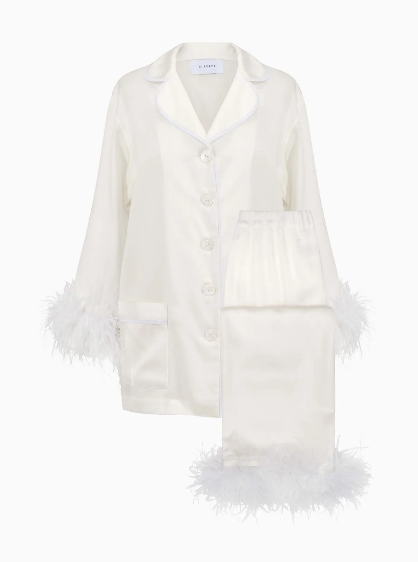 Daily Sleeper Party White Pajamas Set with Detachable Feathers