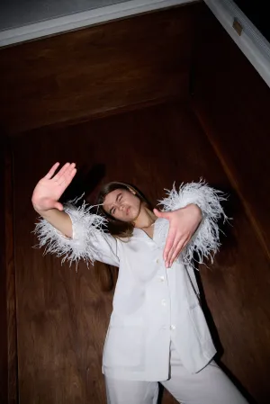 Daily Sleeper Party White Pajamas Set with Detachable Feathers