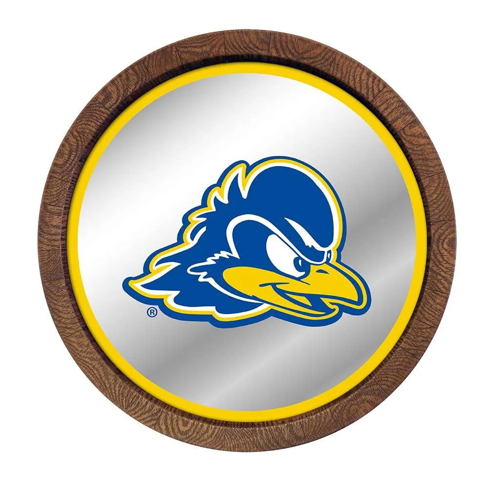 Delaware Blue Hens: "Faux" Barrel Top Mirrored Wall Sign