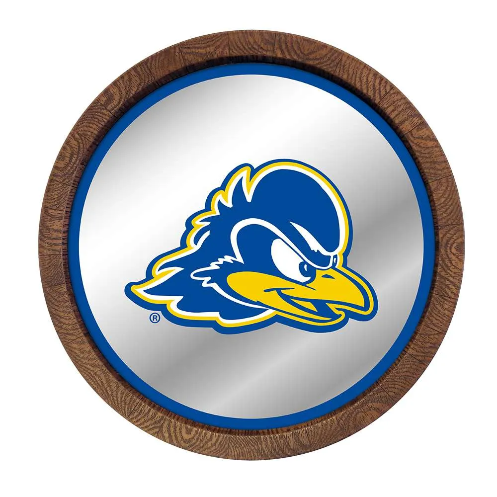 Delaware Blue Hens: "Faux" Barrel Top Mirrored Wall Sign
