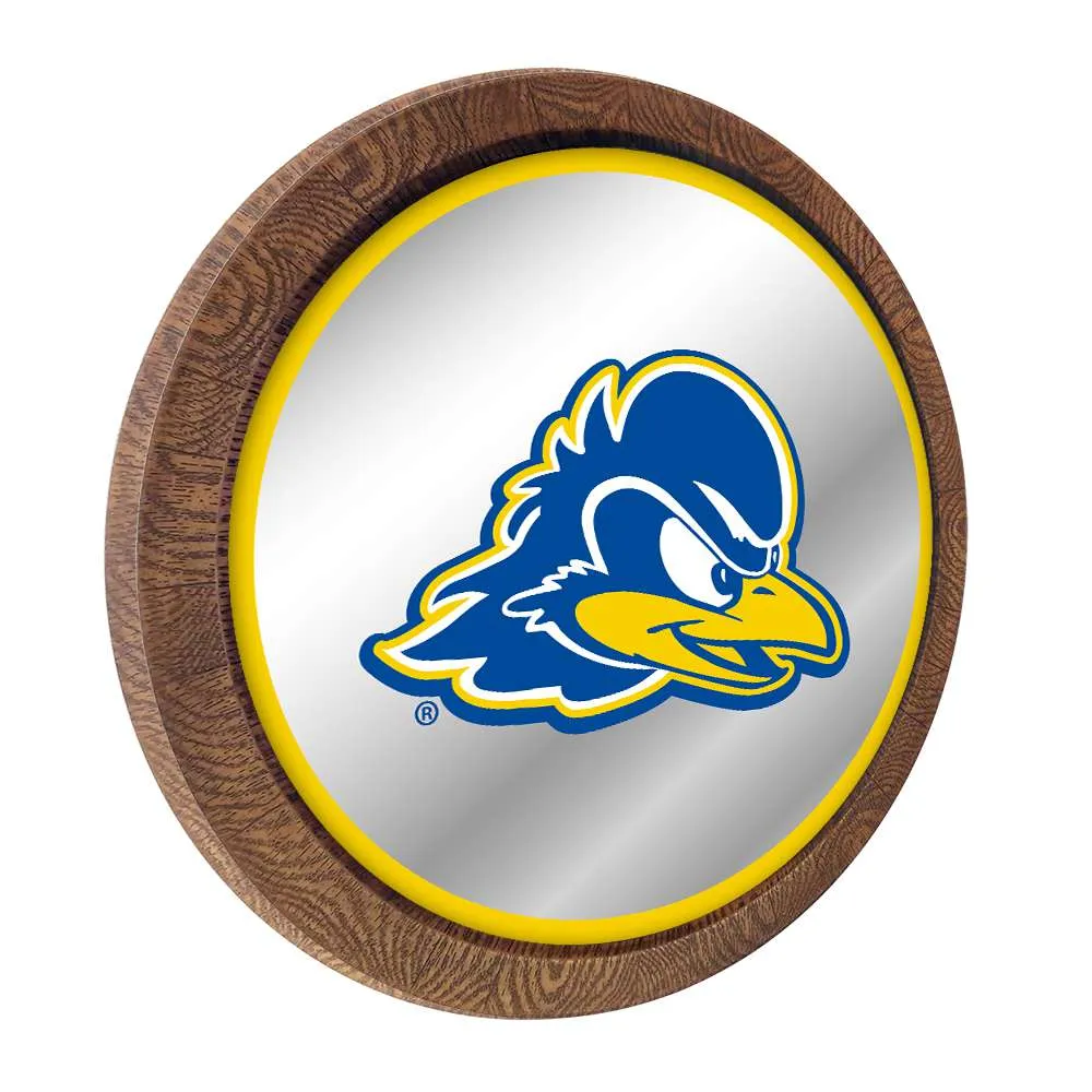 Delaware Blue Hens: "Faux" Barrel Top Mirrored Wall Sign