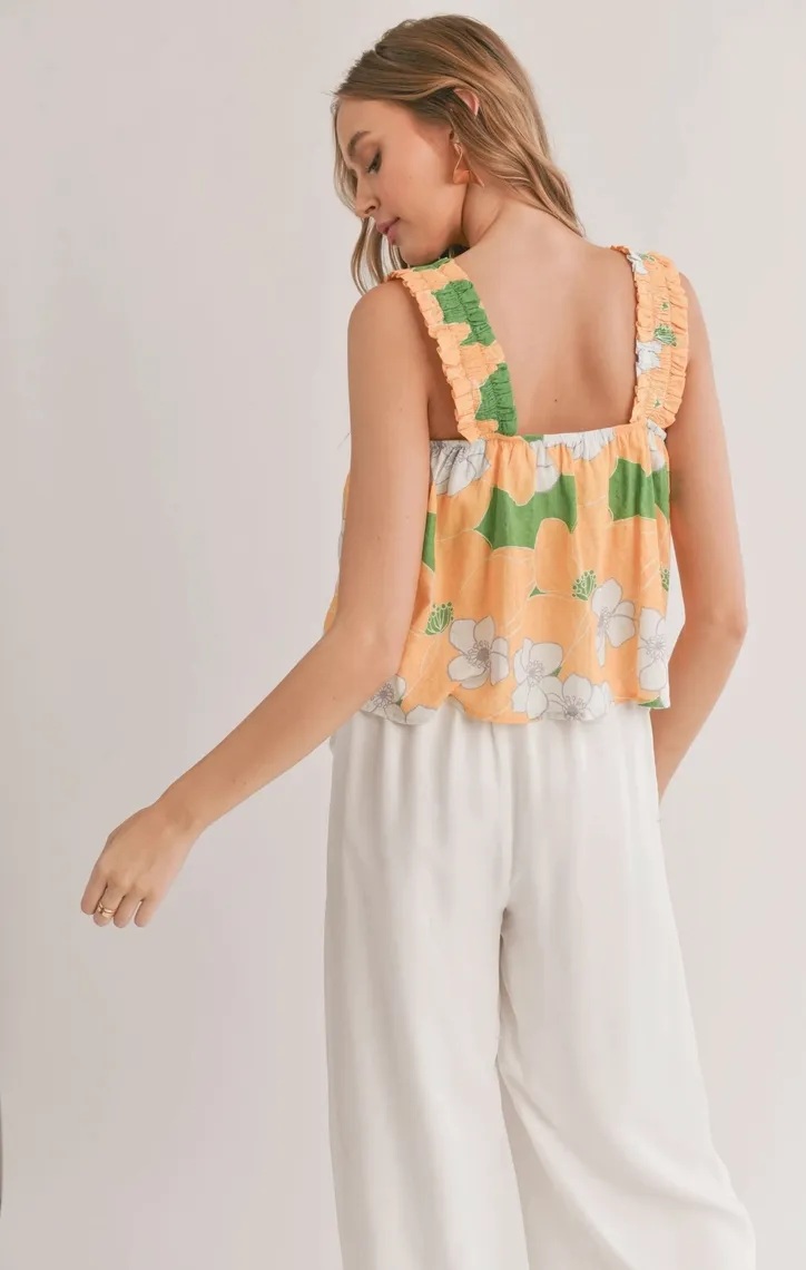 Desert Flower Rouched Strap Tank