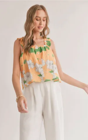 Desert Flower Rouched Strap Tank