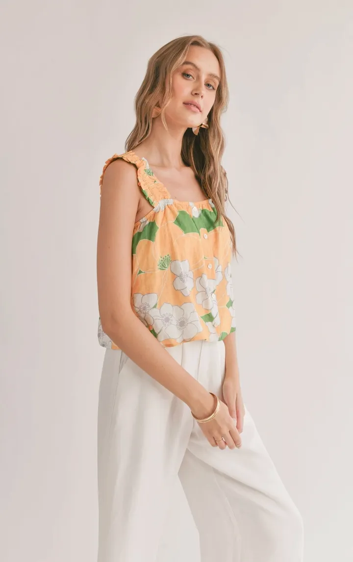 Desert Flower Rouched Strap Tank