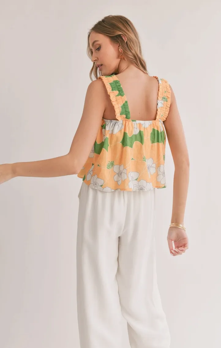Desert Flower Rouched Strap Tank
