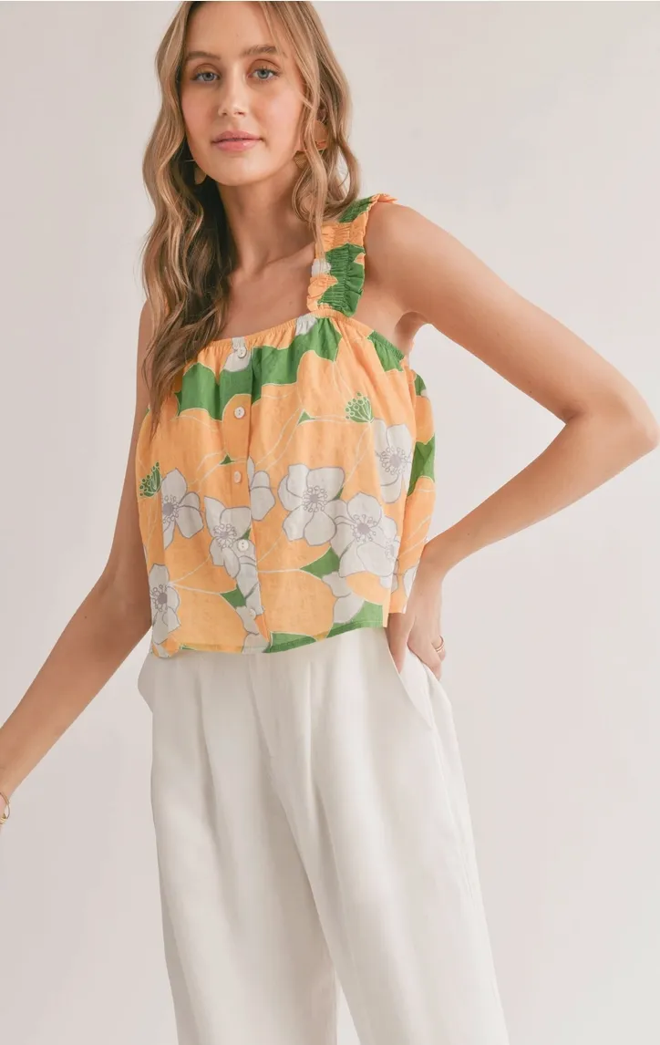 Desert Flower Rouched Strap Tank