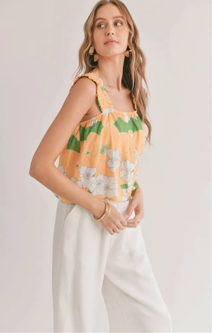 Desert Flower Rouched Strap Tank