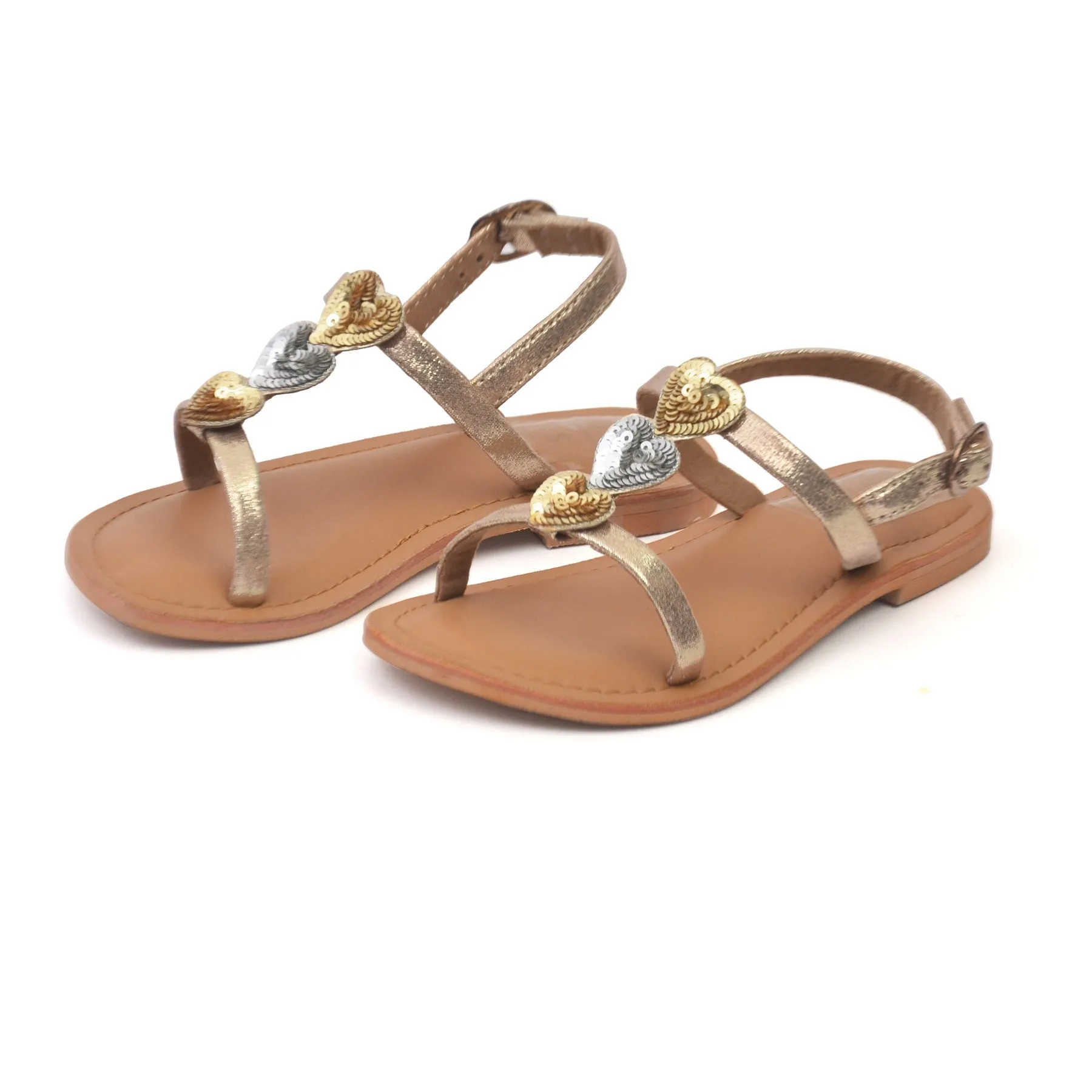 Dilly Silver & Gold Embroidered Sandals