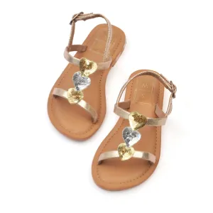 Dilly Silver & Gold Embroidered Sandals