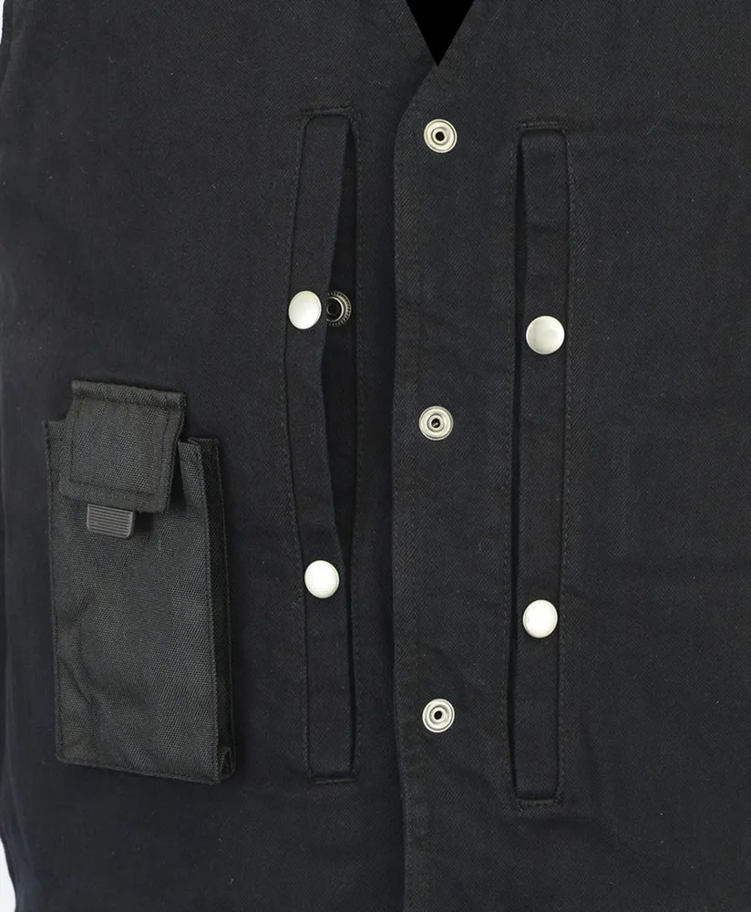 DM Men's Black Plain sides Denim Motorcycle Vest –  Heavy Snaps