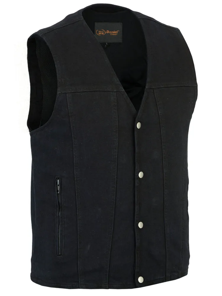 DM Men's Black Plain sides Denim Motorcycle Vest –  Heavy Snaps