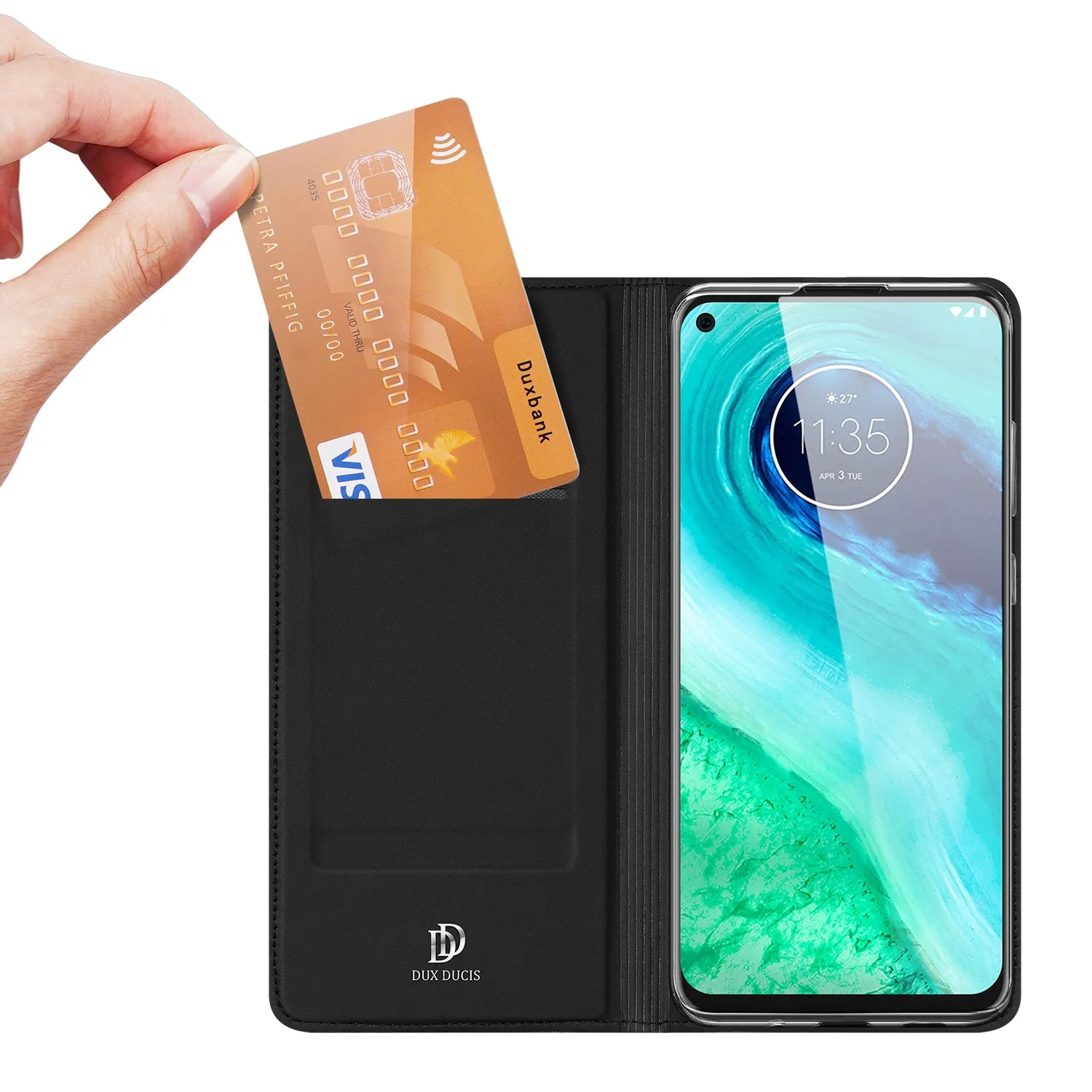 DUX DUCIS For Moto G8/G8 Power Leather Mobile Phone Cover Magnetic Protective Case Bracket with Cards Slot black_Moto G8