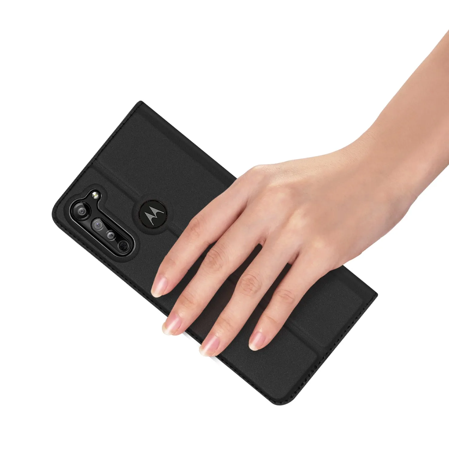 DUX DUCIS For Moto G8/G8 Power Leather Mobile Phone Cover Magnetic Protective Case Bracket with Cards Slot black_Moto G8