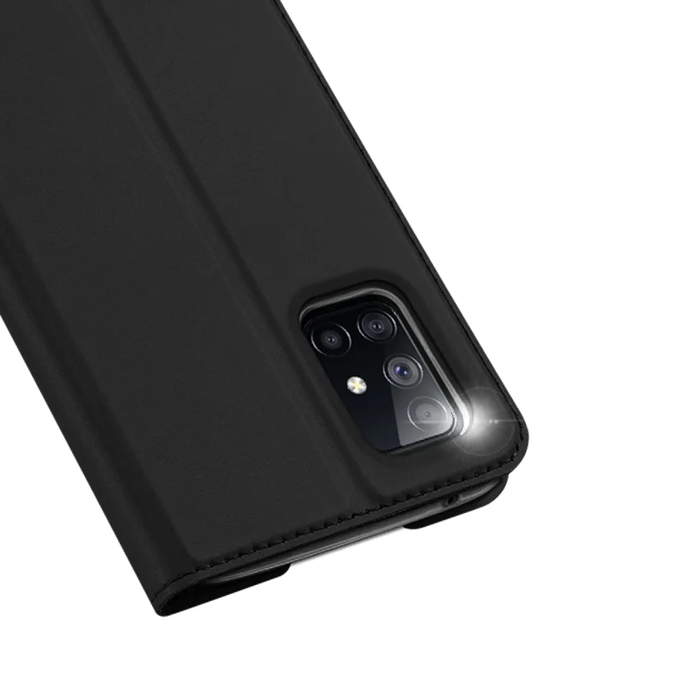 DUX DUCIS For Samsung A71 5G Leather Mobile Phone Cover Magnetic Protective Case Bracket with Cards Slot black