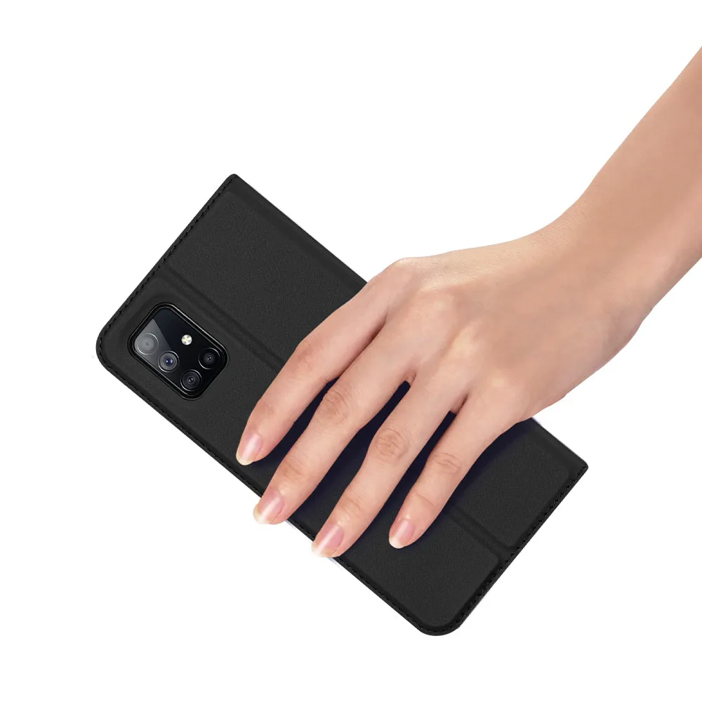 DUX DUCIS For Samsung A71 5G Leather Mobile Phone Cover Magnetic Protective Case Bracket with Cards Slot black