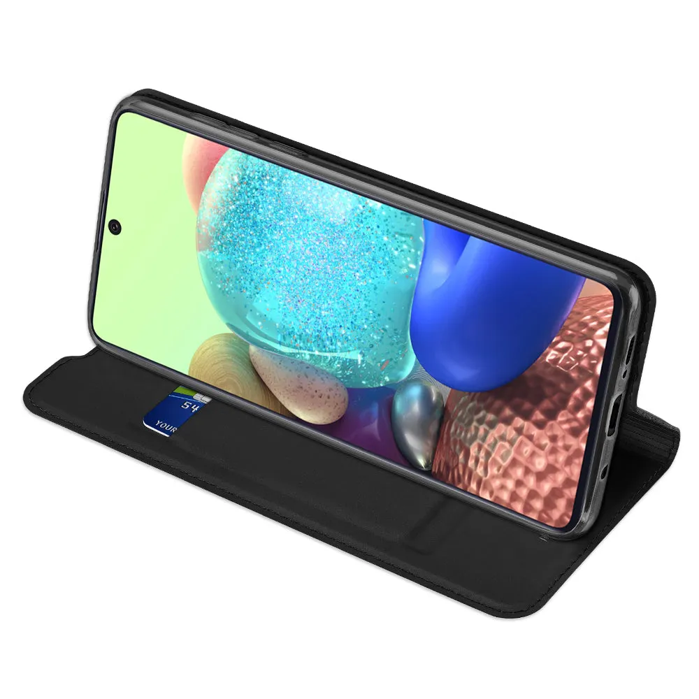 DUX DUCIS For Samsung A71 5G Leather Mobile Phone Cover Magnetic Protective Case Bracket with Cards Slot black